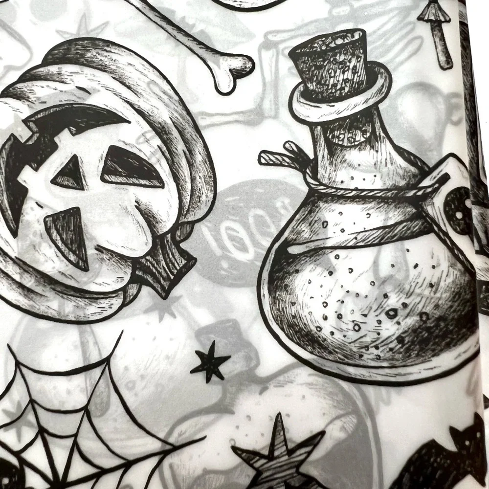 Halloween Charcoal Sketch Images Peva Shower Curtain Metal Grommets Black Potion